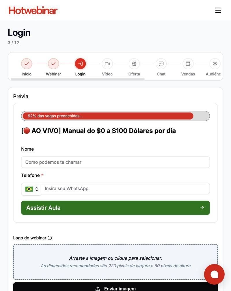 Etapa 3 · Prévia do login
