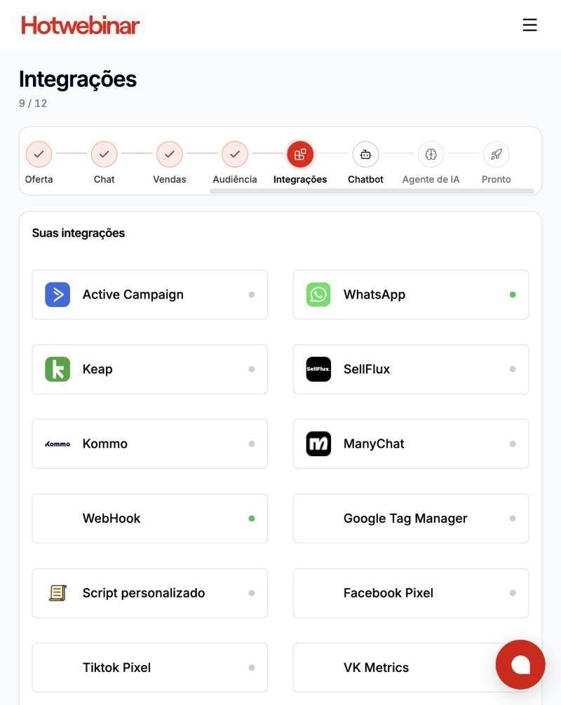 Etapa 9 · Integrações